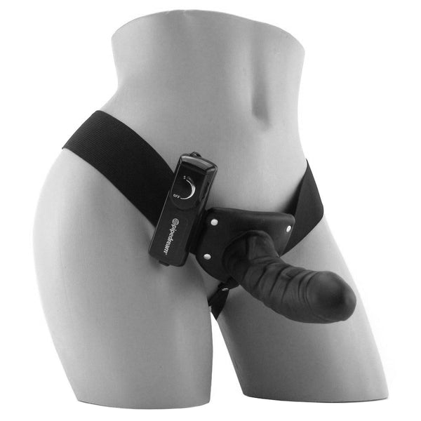 Fetish Fantasy Hollow Vibrating Strap-On in Black Pipedream